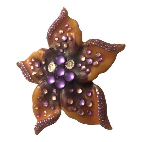 Vintage flower‎ brooch pin - Picture 3 of 4